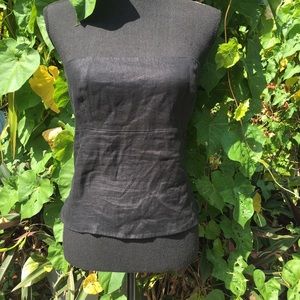 Acrobat black linen sleeveless backless top
